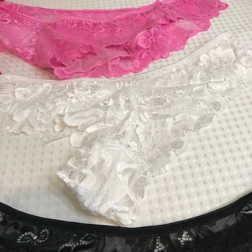 6 PAIR WOMENS LACED LOW RISE PANTIES SEMI SHEER NYLON BLEND SIZE XL [12] NEW - Picture 5 of 9